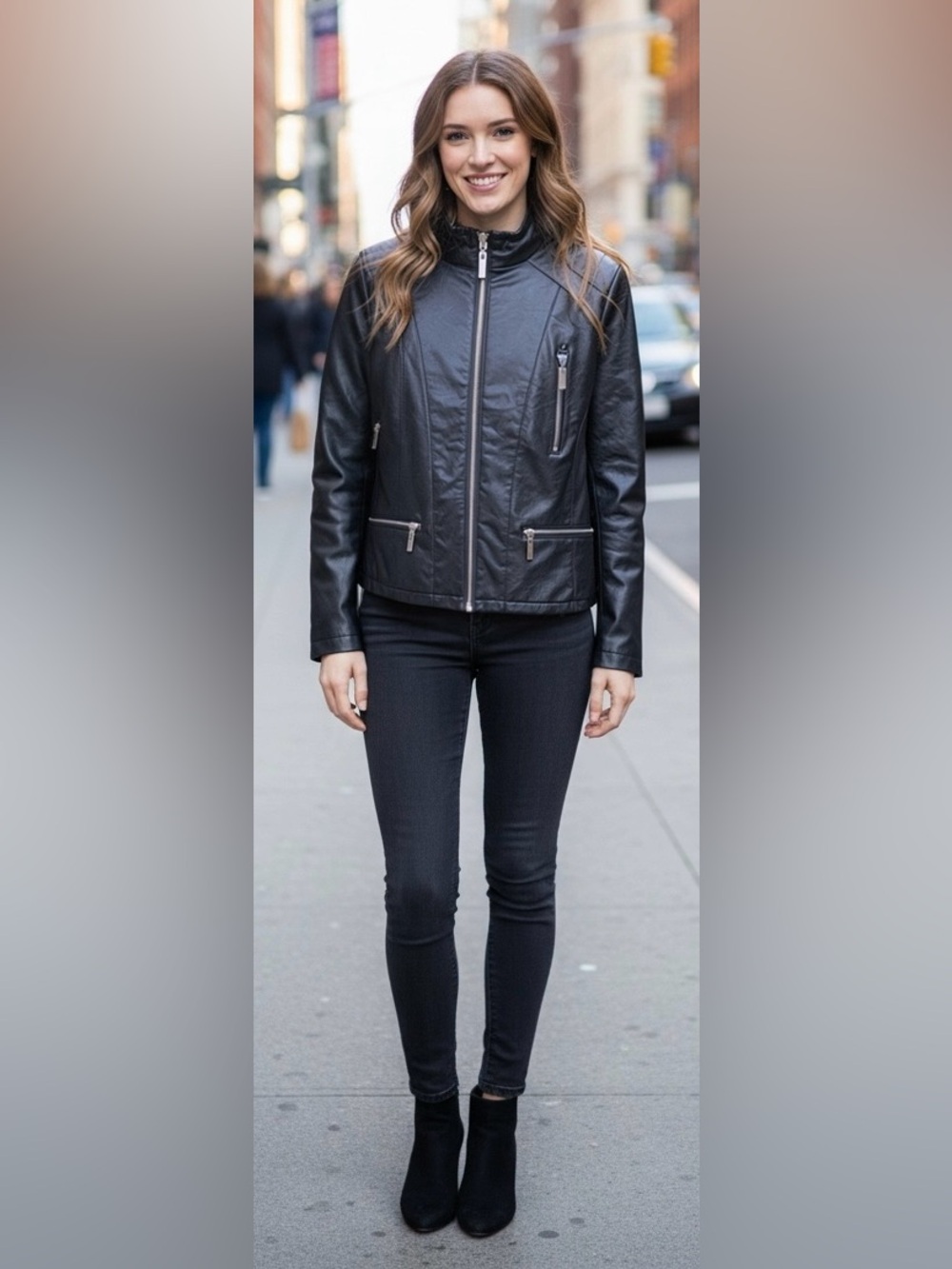Joujou Black Vegan Leather Jacket Size Juniors Large NWT